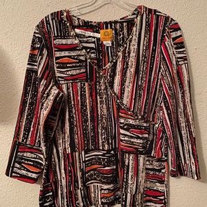 Ruby Rd women top stripes beaded size L